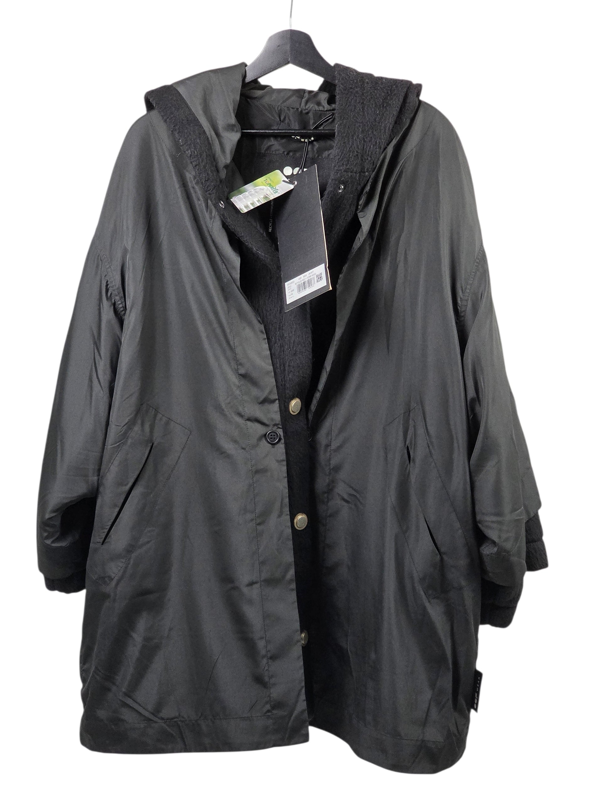 Oof wear jas nieuw oversized regen winter duffe coat relaxed fit zwart xl xxl tweedehands dames designer