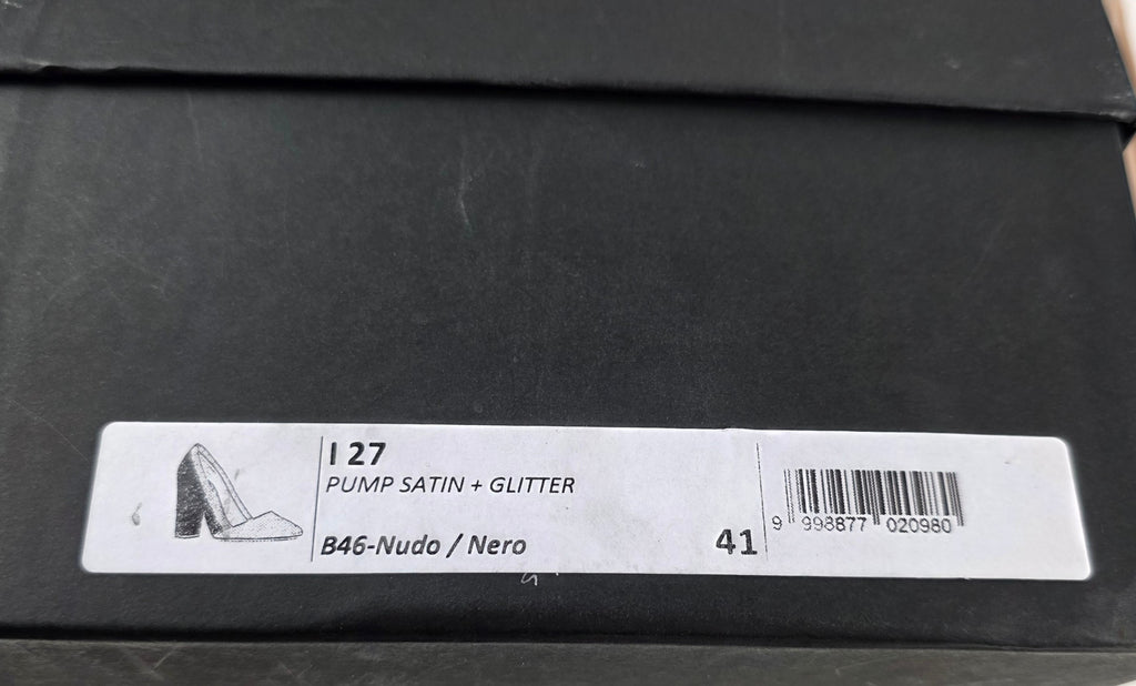 Giambattista Valli glitter schoenen hoge hakken beige zwart 41 tweedehands dames designer