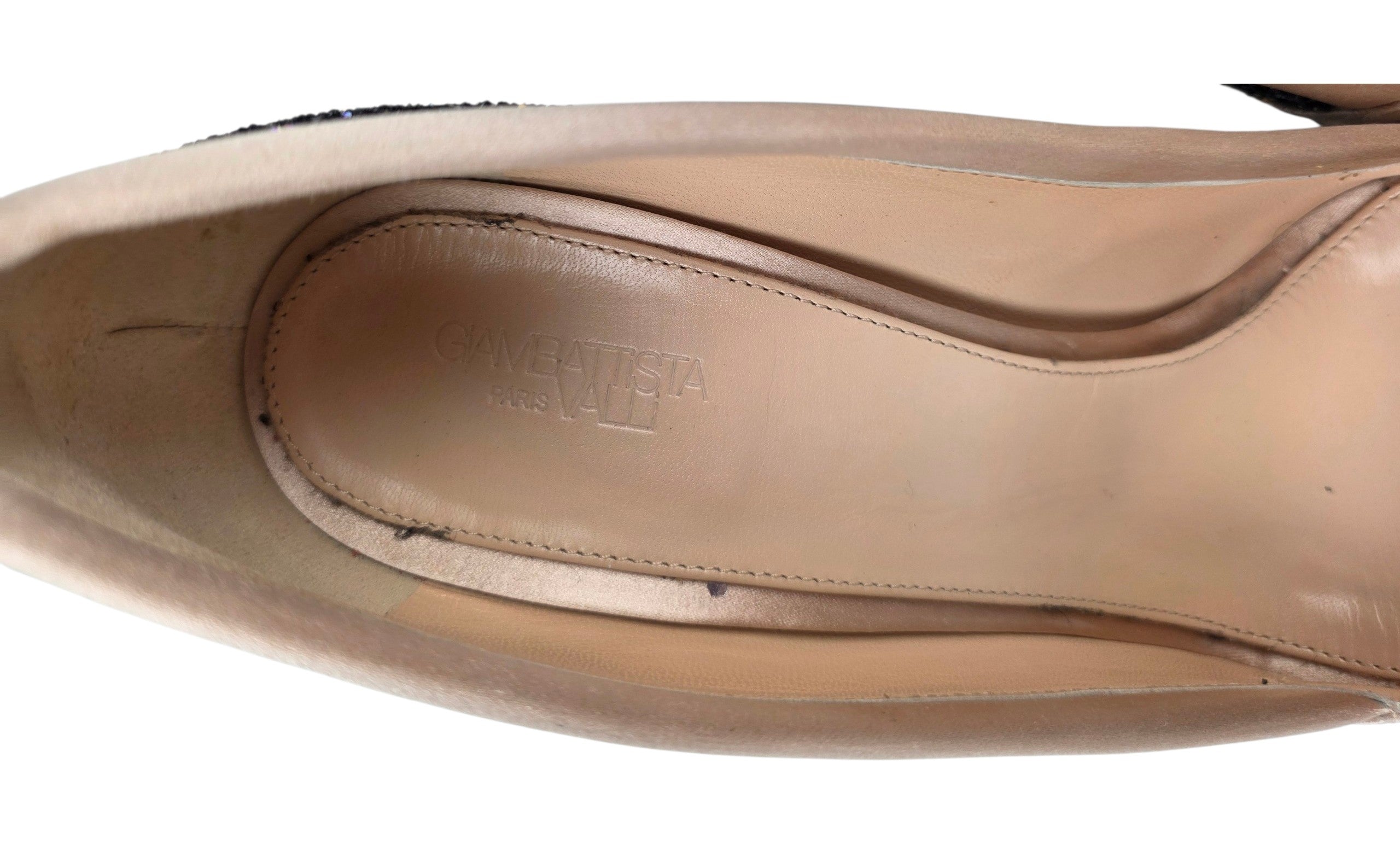 Giambattista Valli glitter schoenen hoge hakken beige zwart 41 tweedehands dames designer