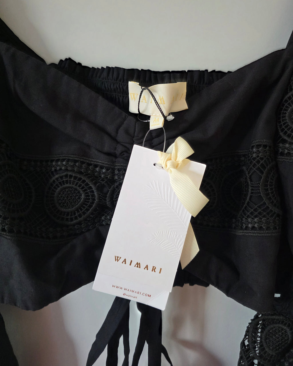 Waimari sevilla crop top zwart 38 M nieuw resortwear designer statement piece resortwear ibiza boho chic