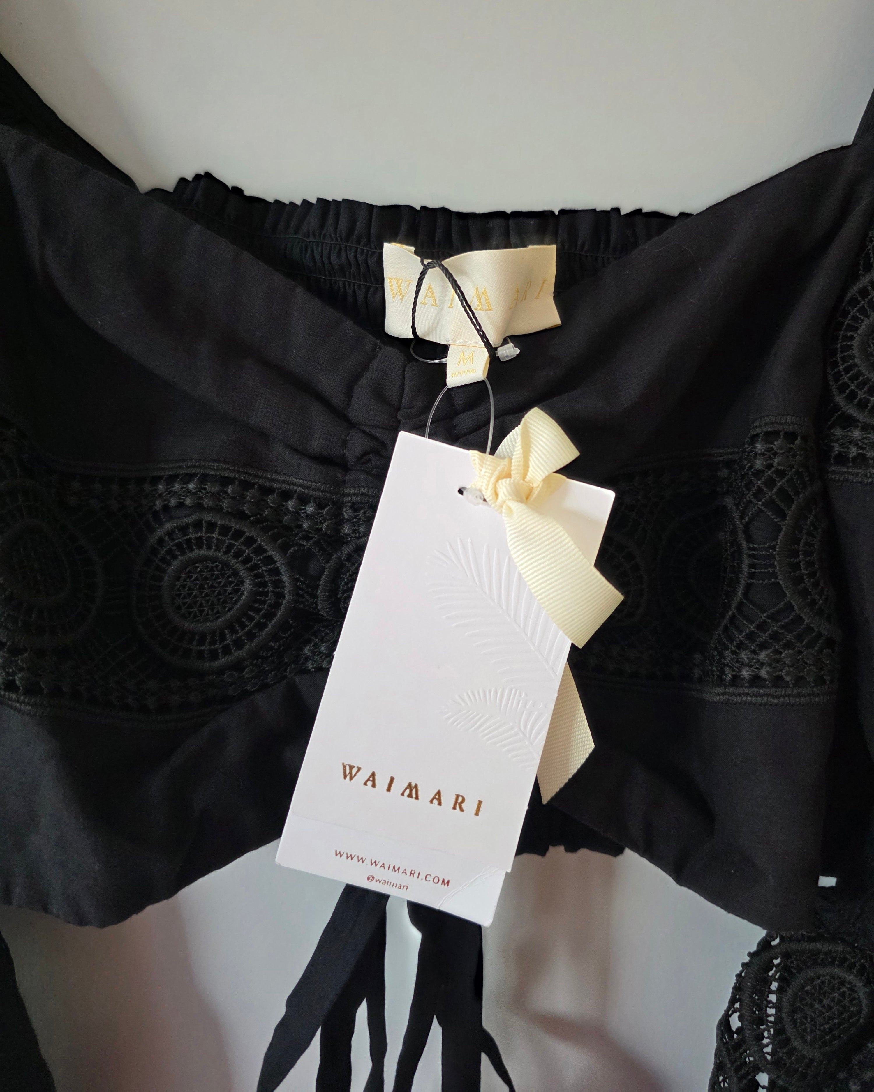 Waimari sevilla crop top zwart 38 M nieuw resortwear designer statement piece resortwear ibiza boho chic