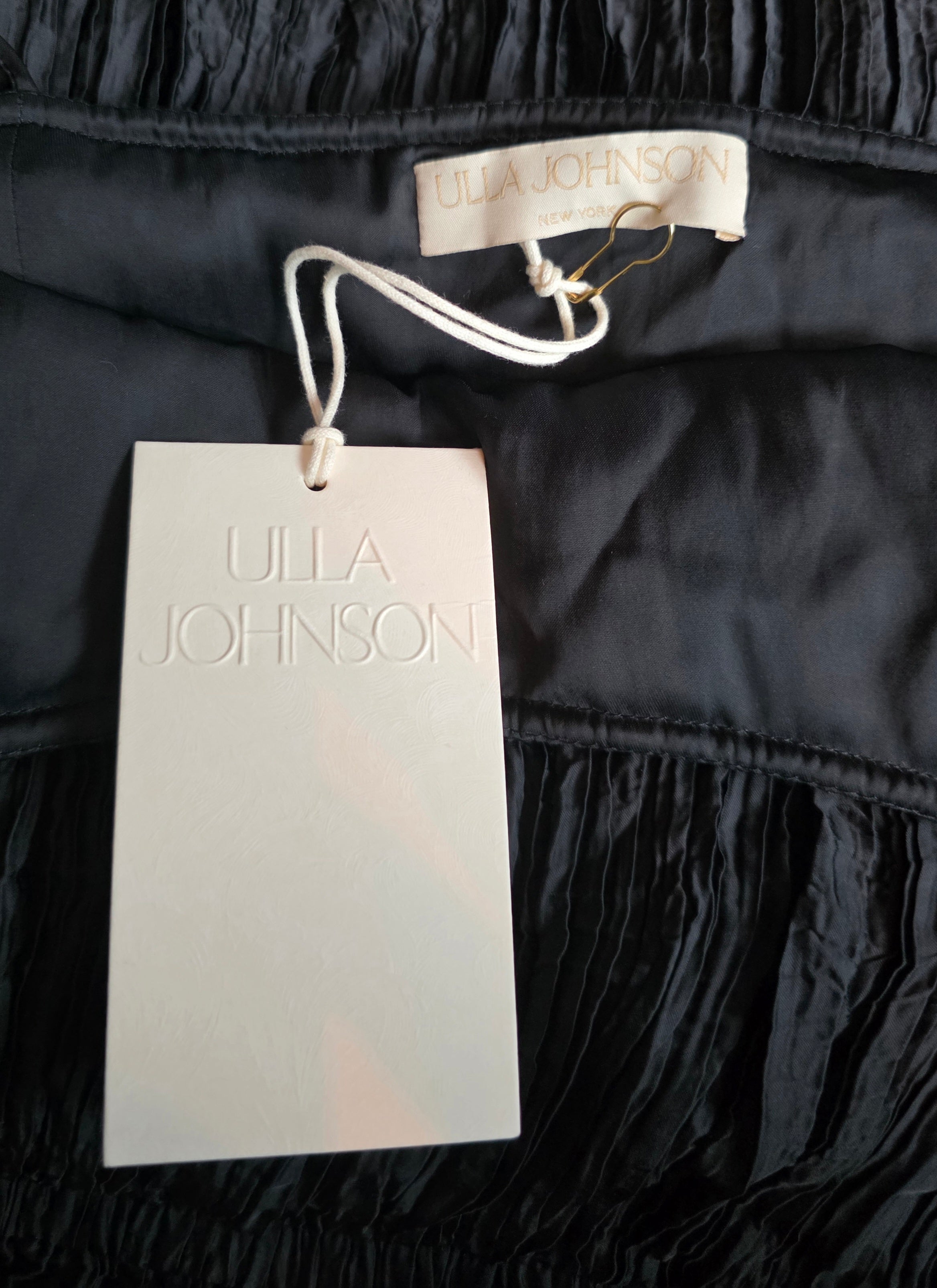 Ulla Johnson zwarte plooi plissé midi‑jurk mouwloos maat 34 xs tweedehands dames designer