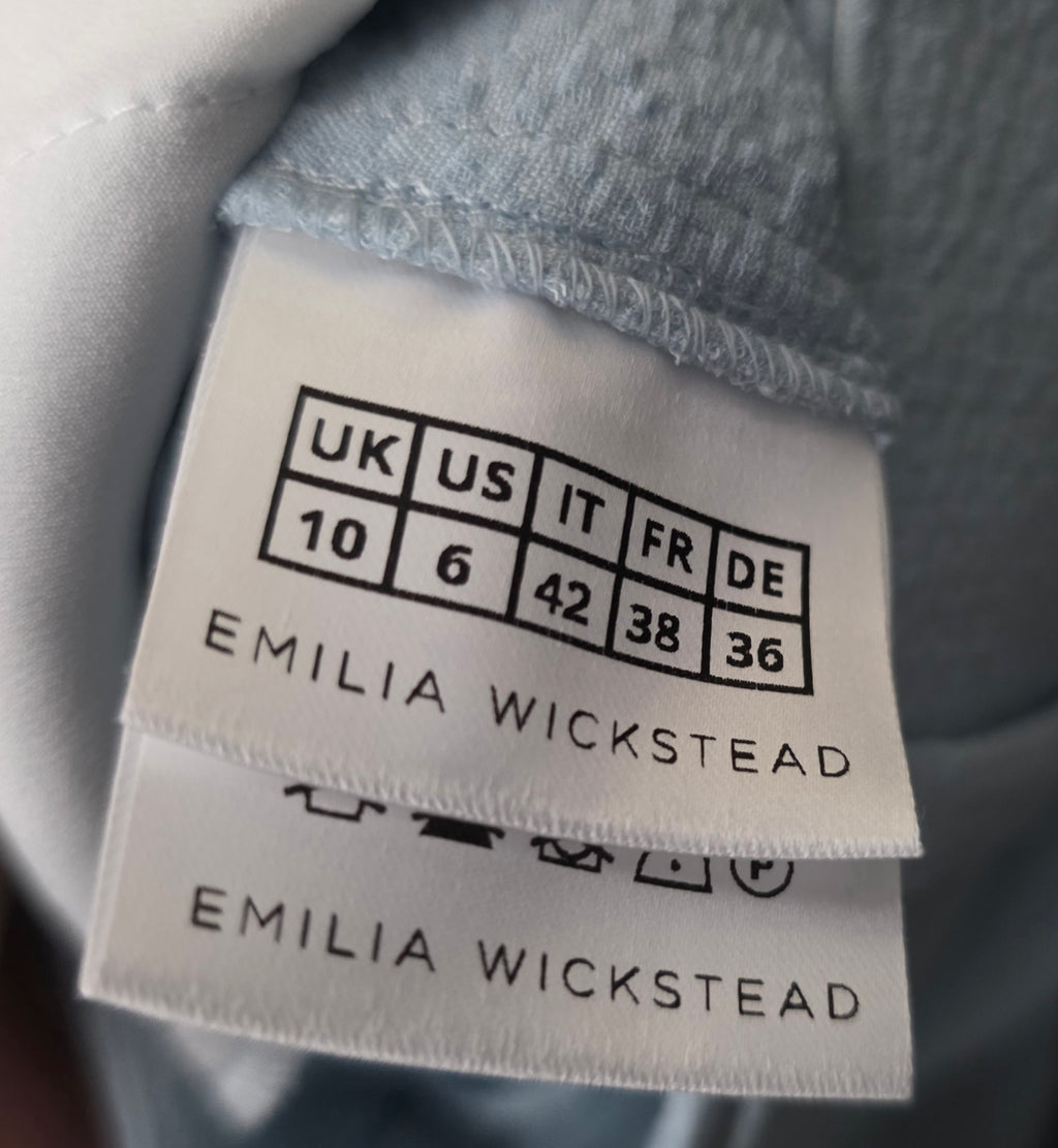 Emilia Wickstead dames waffle pantalon broek blauw S 36 tweedehands designer dames