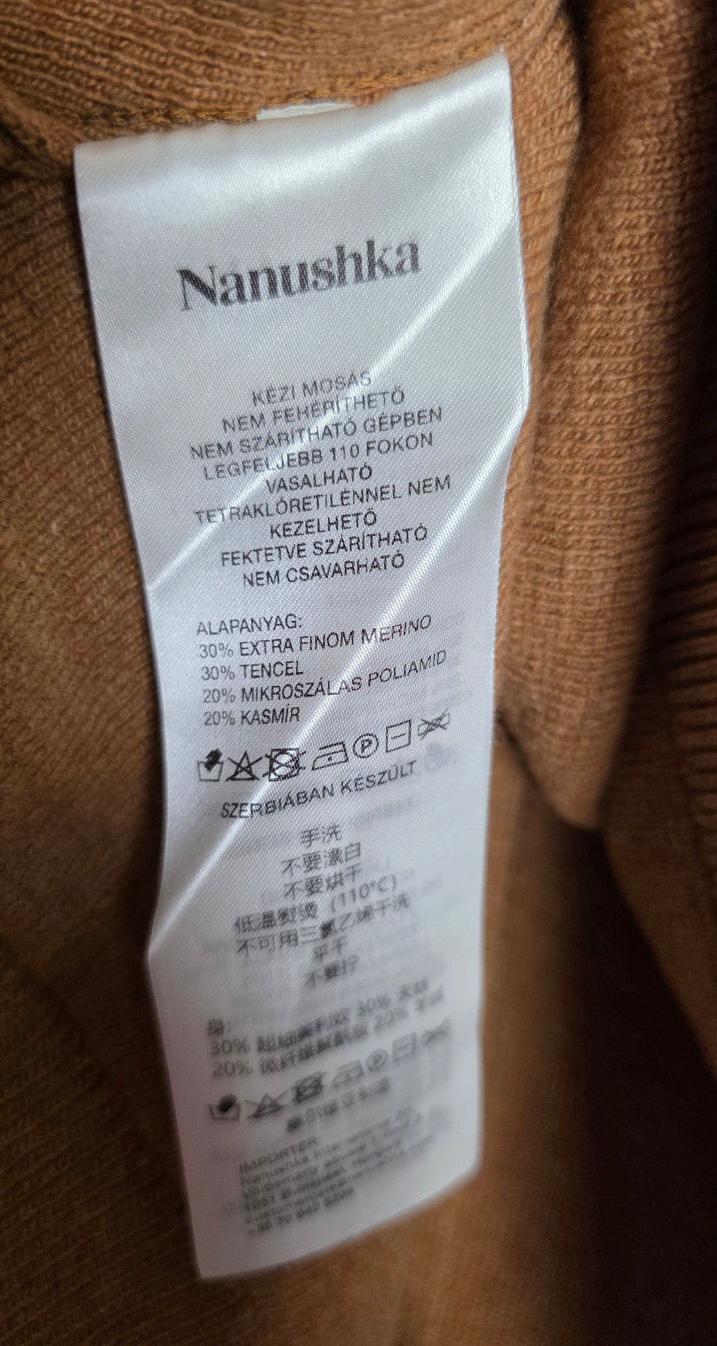 Nanushka camel wol cashmere cardigan vest bruin M 38 tweedehands dames designer