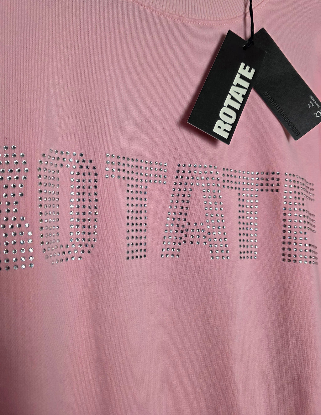 Rotate sweat crystal crewneck trui roze L 40 oversized tweedehands dames designer