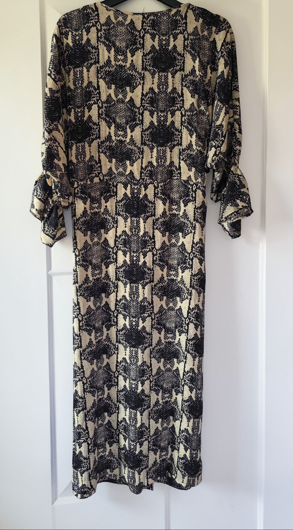Essentiel Antwerp snake thunderthighs midi jurk crème zwart 38 M tweedehands dames designer