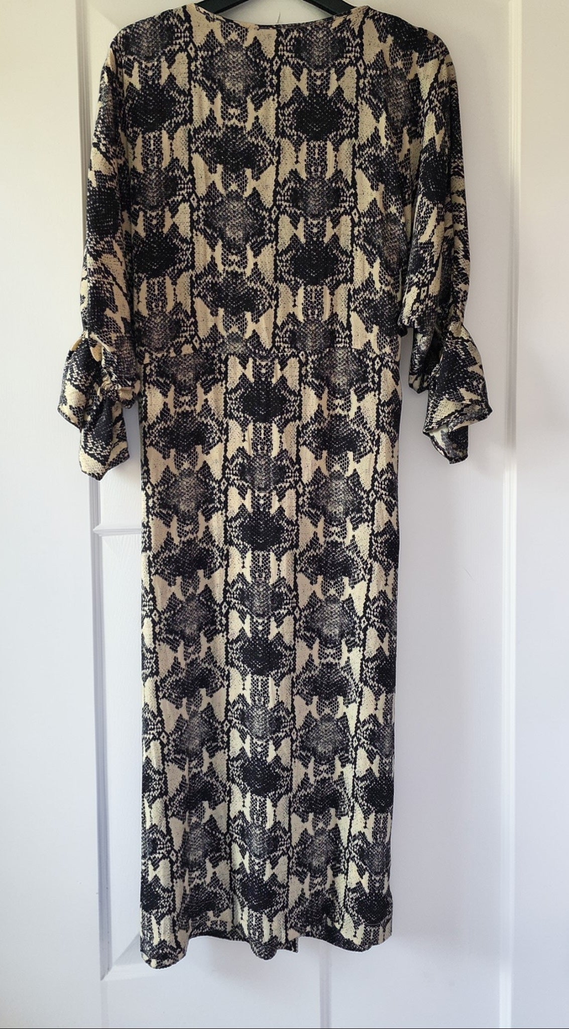 Essentiel Antwerp snake thunderthighs midi jurk crème zwart 38 M tweedehands dames designer