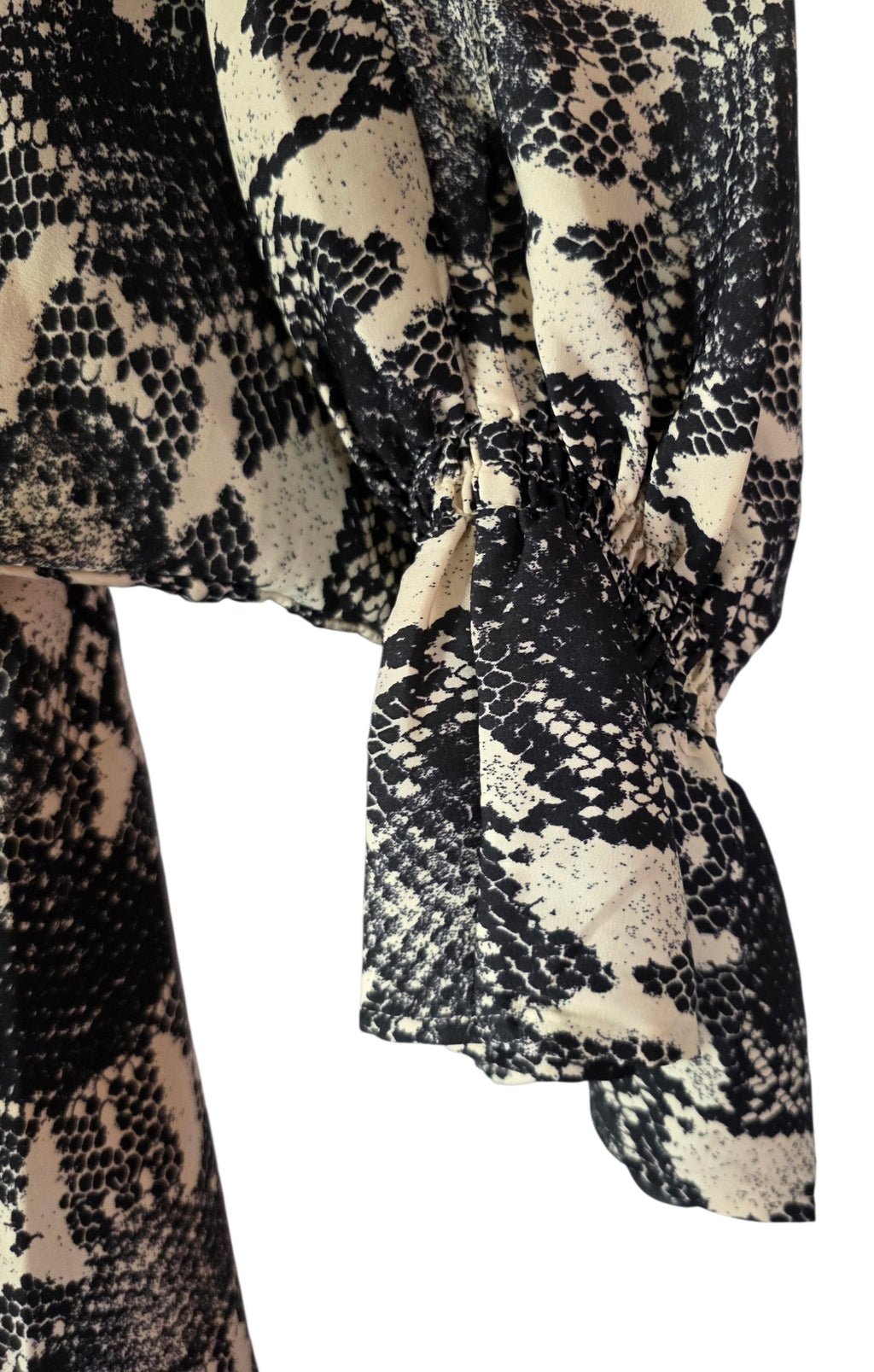 Essentiel Antwerp snake thunderthighs midi jurk crème zwart 38 M tweedehands dames designer