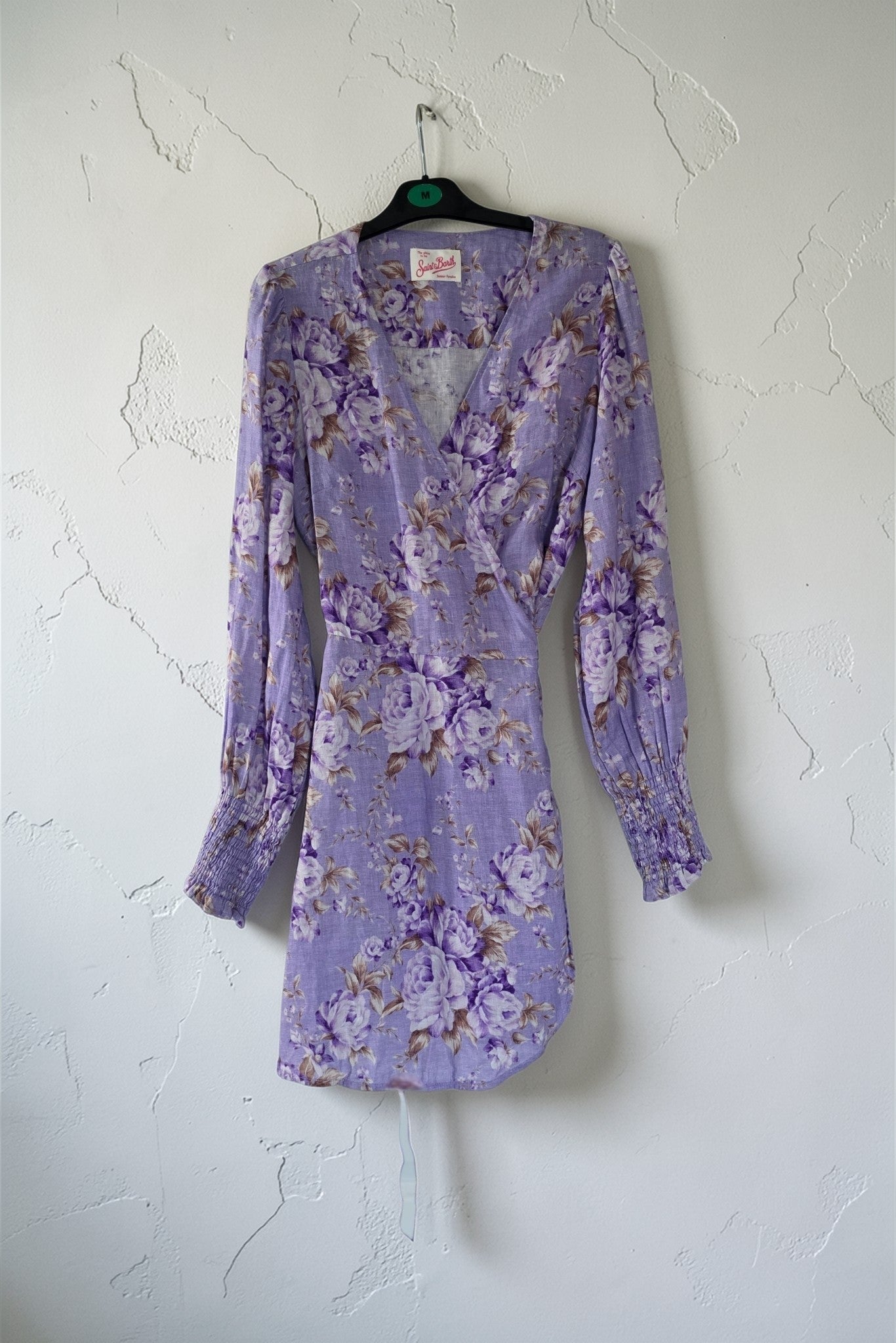 Mc2 Saint Barth linnen korte jurk lila paars bloemen L nieuw