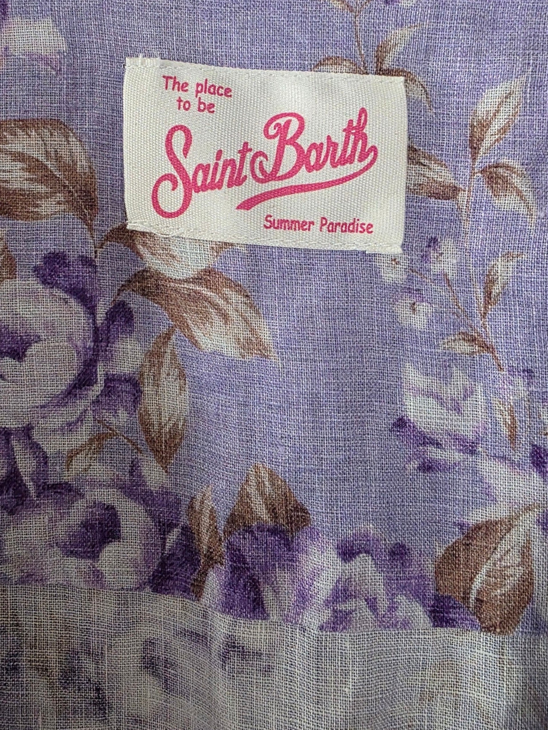 Mc2 Saint Barth linnen korte jurk lila paars bloemen L nieuw