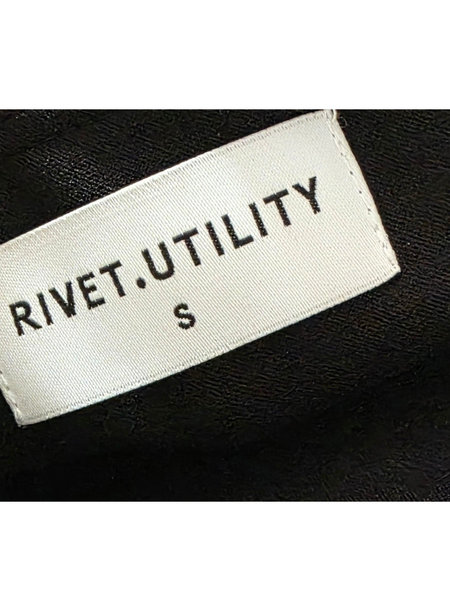 Rivet Utility v hals open rug mouwloze jumpsuit stretch zwart S tweedehands dames designer