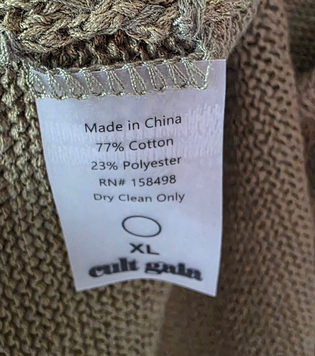 Cult Gaia Cameron olive knit jurk XL – cut-out midi dress – nieuw