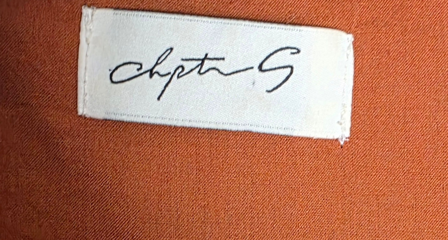 Chptr-S terracotta bruin midi jurk maat 40 L utility tweedehands dames designer