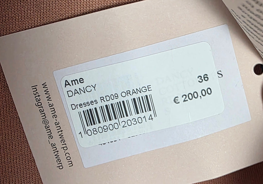 Âme Antwerp Dancy lange oversized sweater jurk oranje roze S 36 tweedehands dames designer