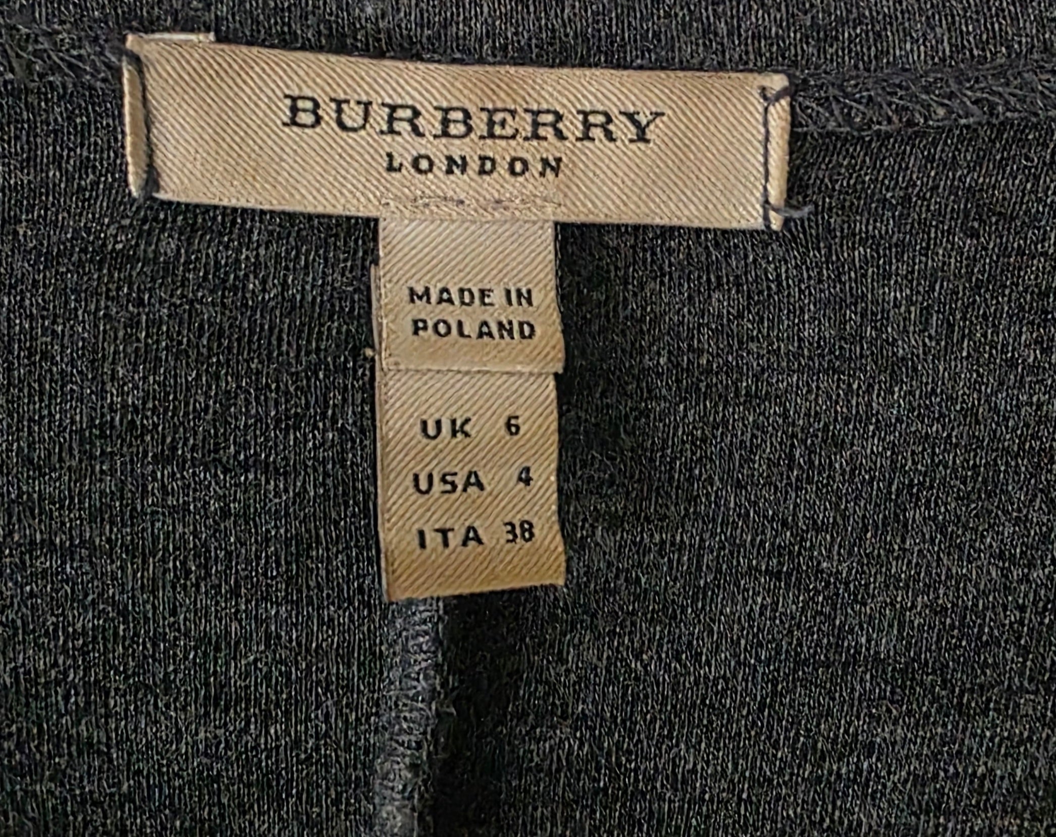 Burberry korte klassieke jurk grijs wol IT38 34 xs tweedehands dames designer