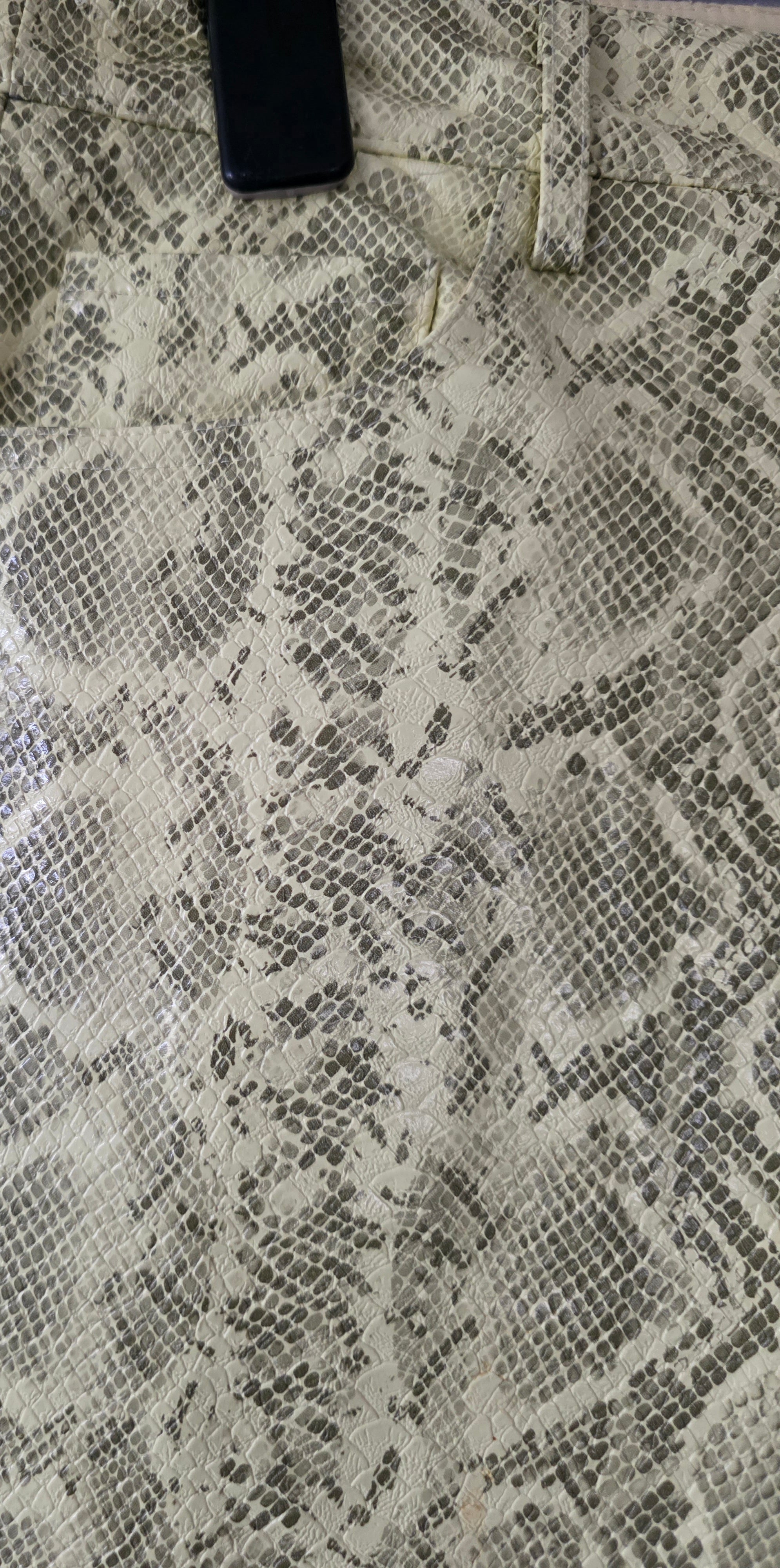 Rotate dames faux leren broek slangenprint geel FR38 M tweedehands designer dames
