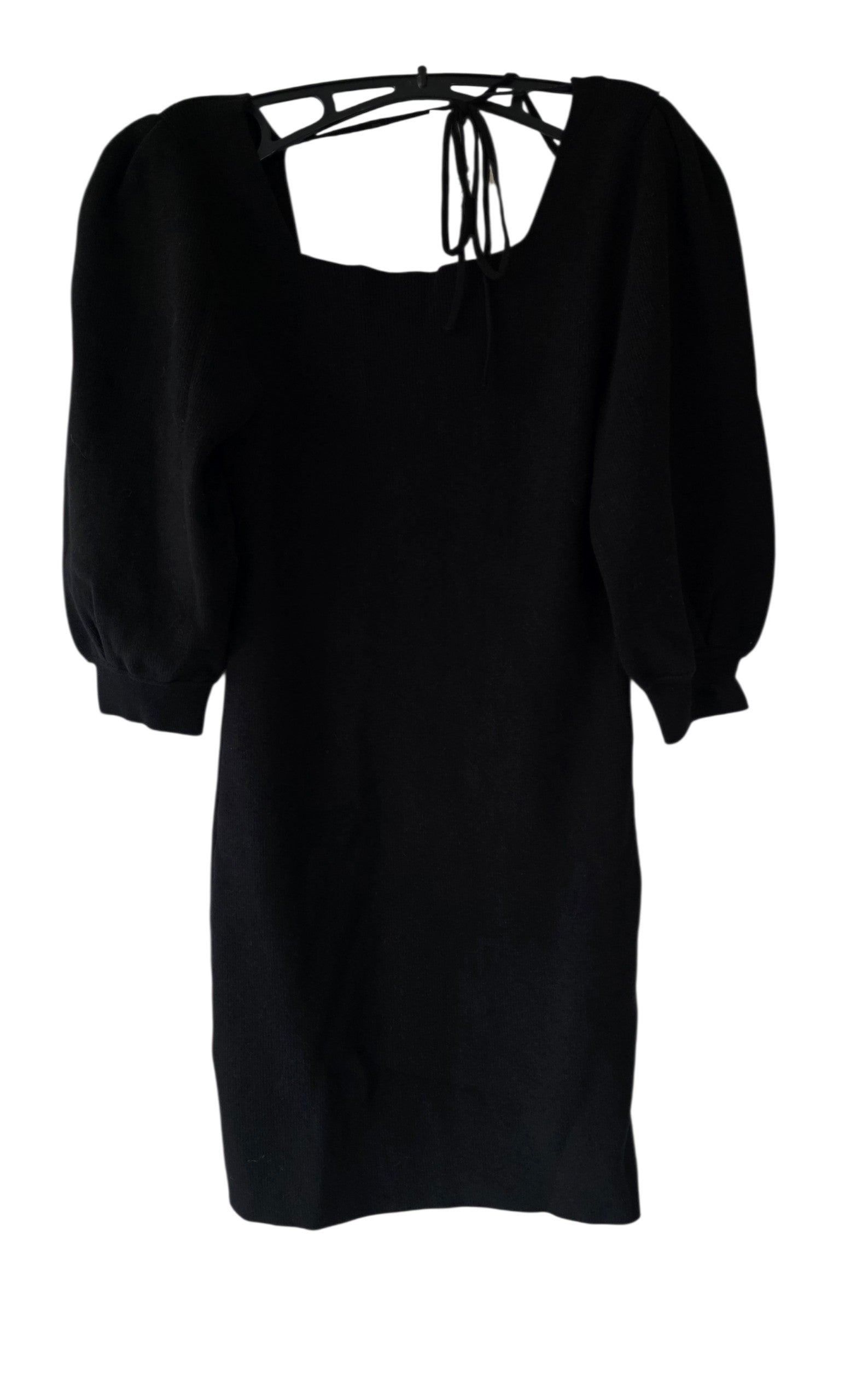 Ba&sh korte jurk Stormi zwart pofmouwen L 40 cut out rug tweedehands dames designer