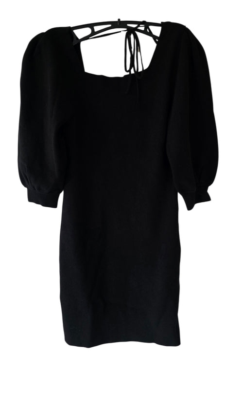 Ba&sh korte jurk Stormi zwart pofmouwen L 40 cut out rug tweedehands dames designer