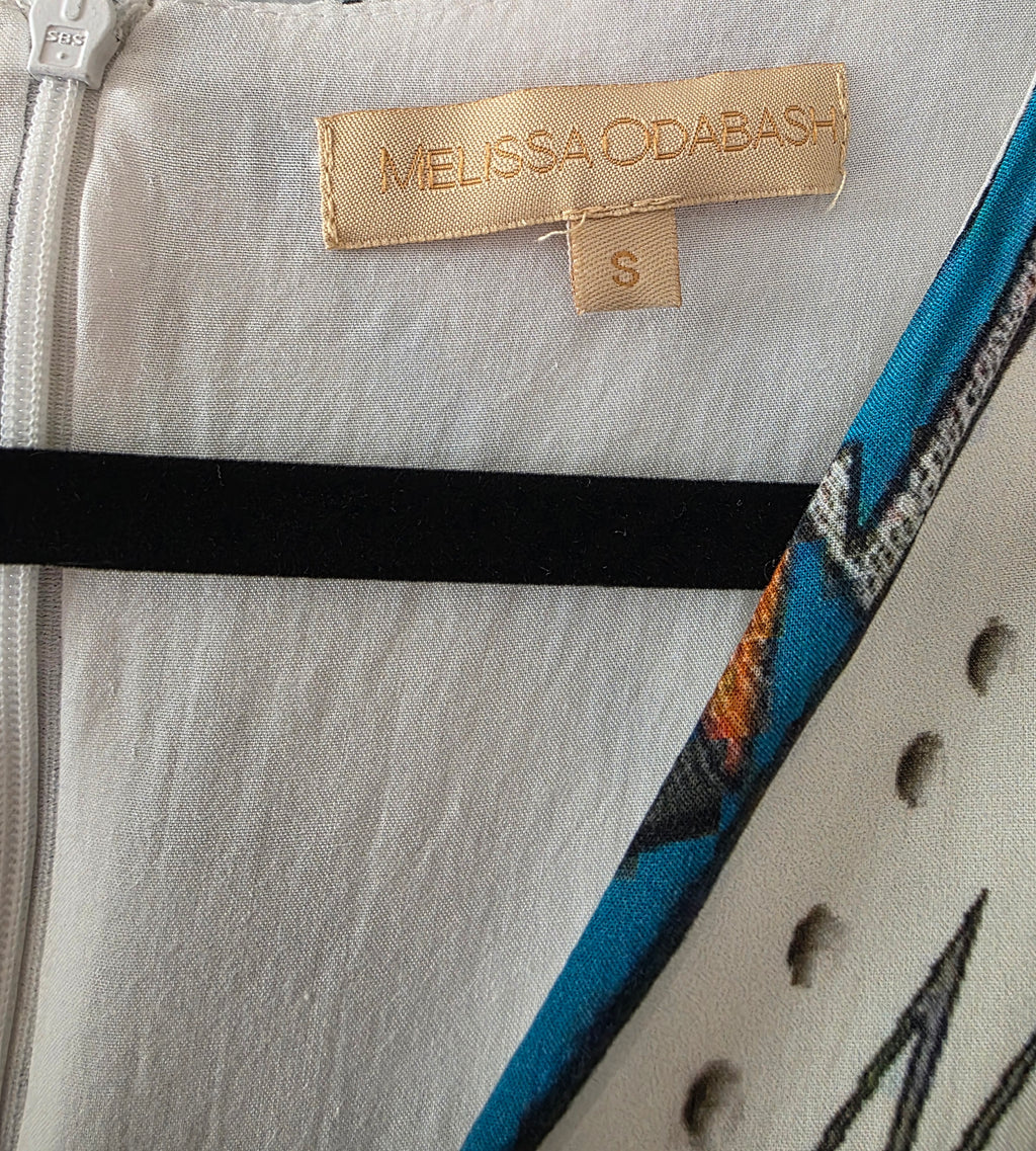 Melissa Odabash lange maxi jurk wit blauw S 36 resortwear tweedehands dames designer
