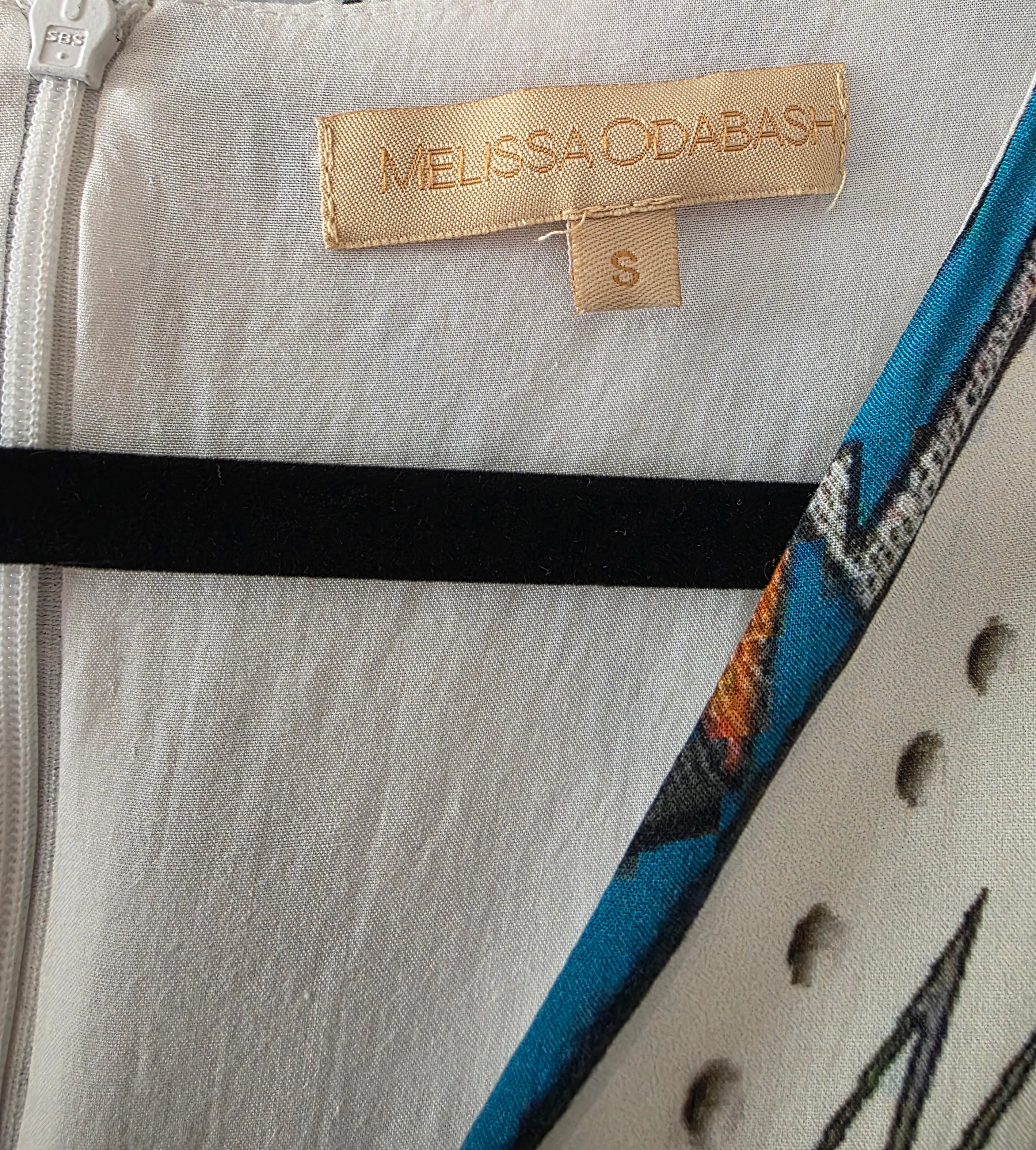 Melissa Odabash lange maxi jurk wit blauw S pre-loved
