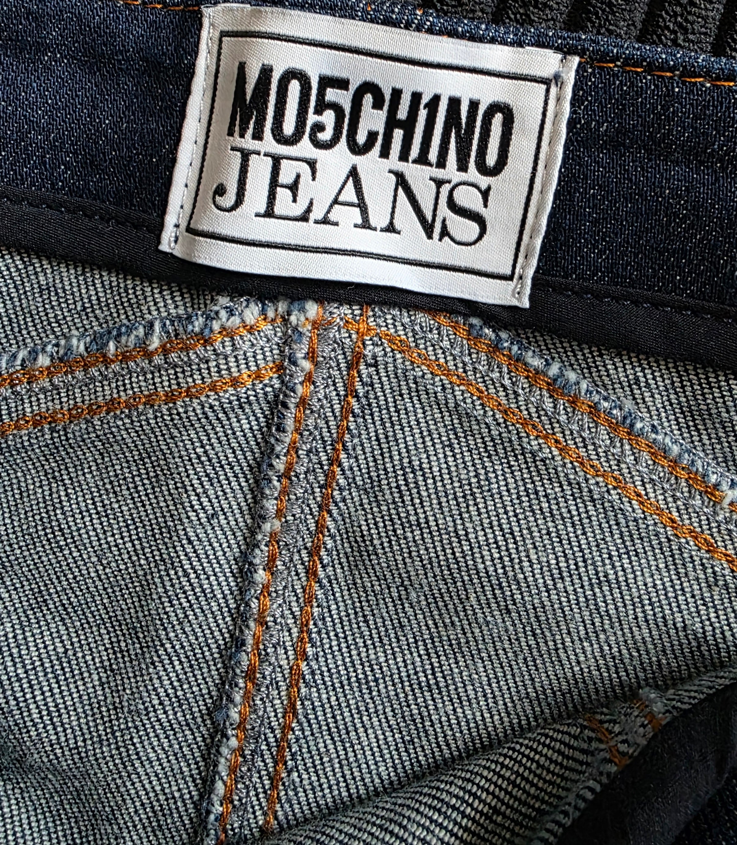 Moschino denim crop top bustier corset blauw M 38 tweedehands dames designer