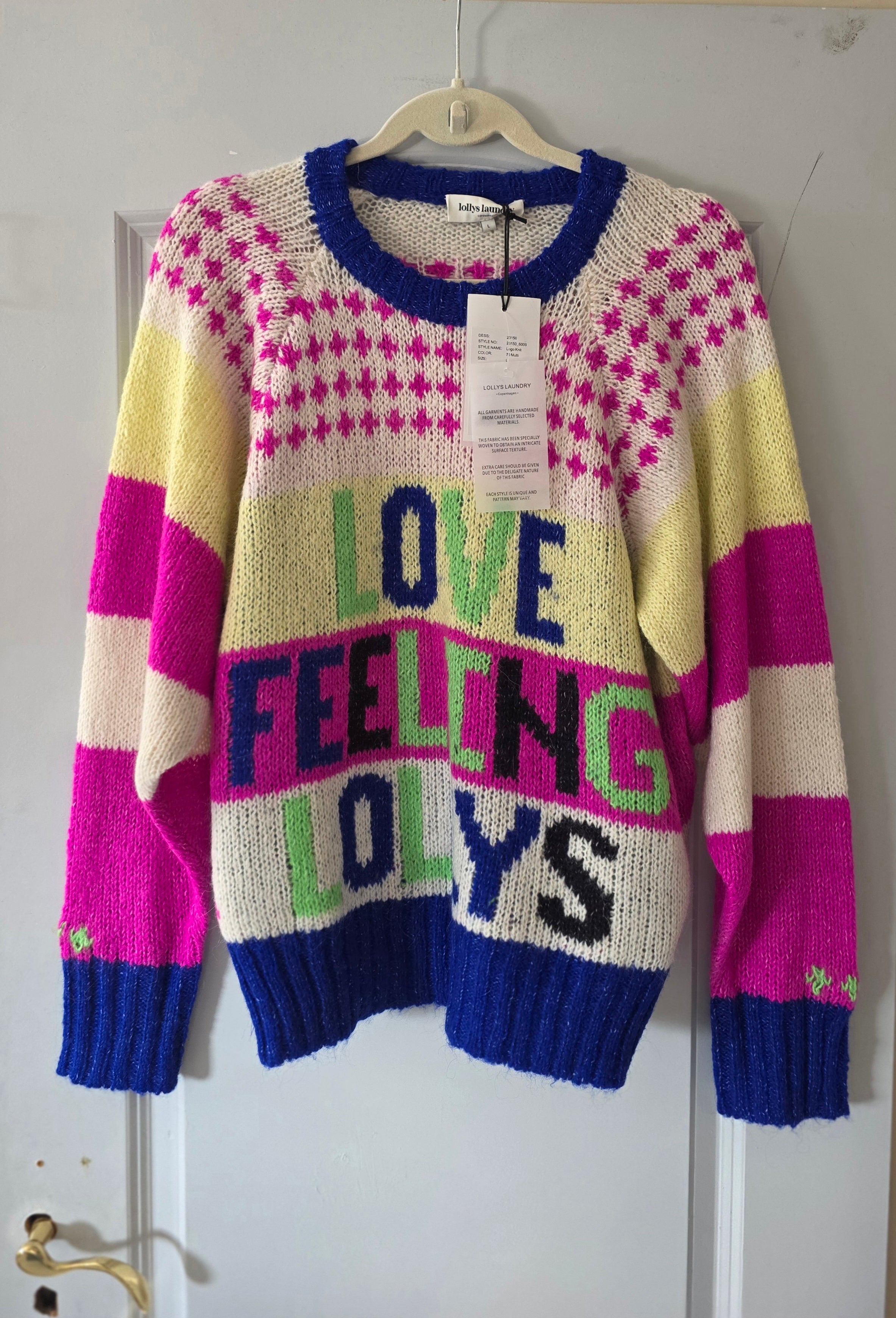 Lollys Laundry logo knit trui sweater maat L 40 tweedehands dames designer
