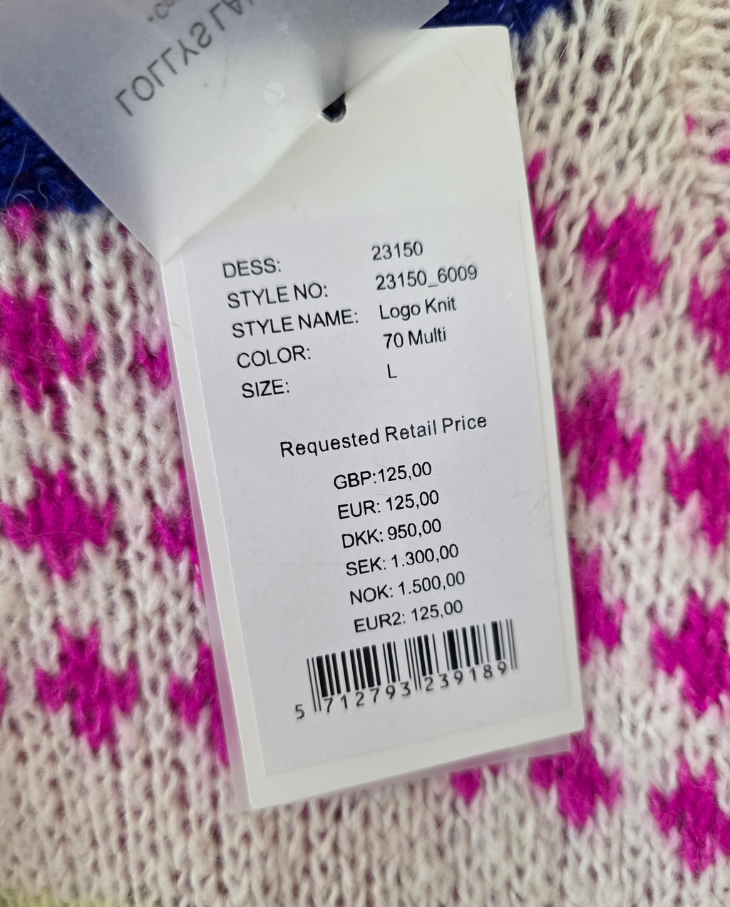 Lollys Laundry logo knit trui sweater maat L 40 tweedehands dames designer