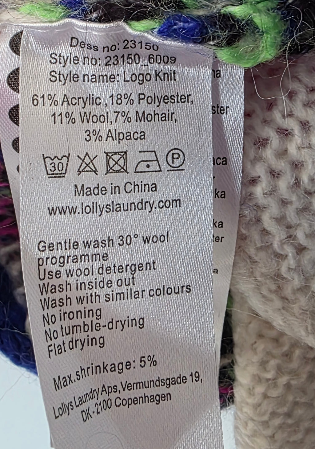 Lollys Laundry logo knit trui sweater maat L 40 tweedehands dames designer