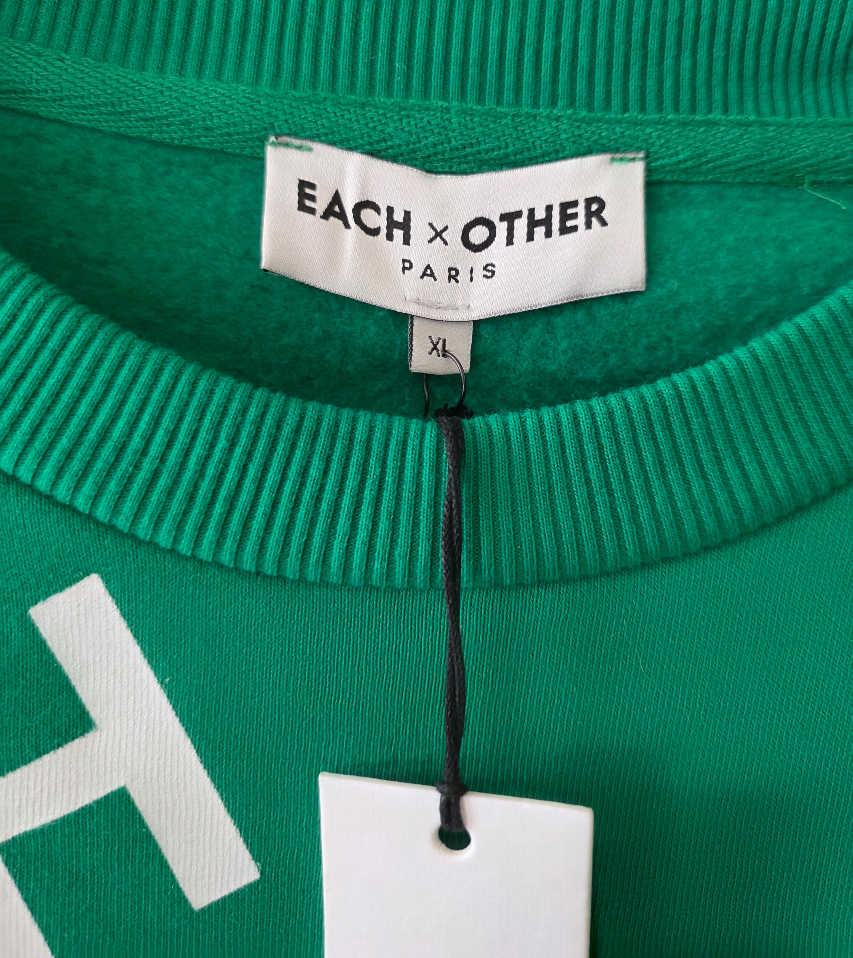 Each x Other ruffled korte trui sweater print logo groen xl 42 tweedehands dames designer