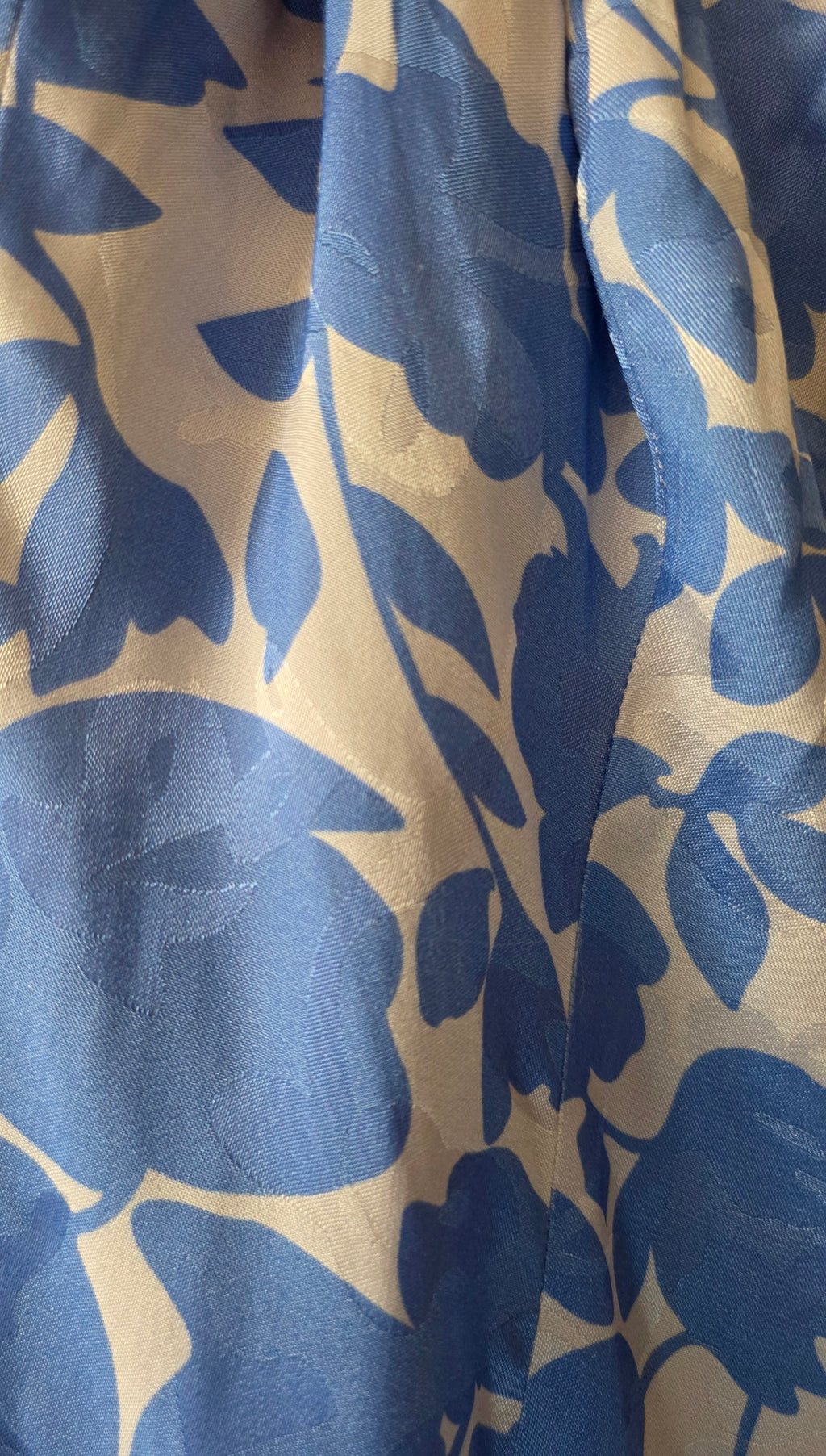 De la vali jacquard korte jurk Koko blauw wit UK14 EU42 tweedehands dames designer