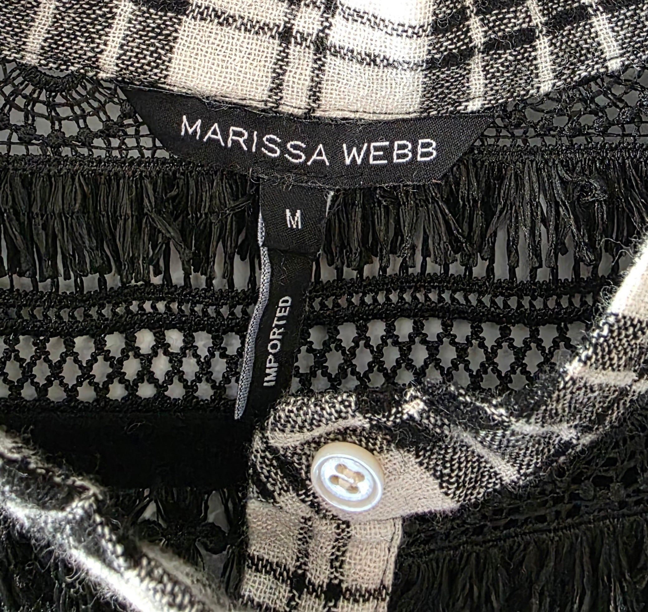 Marissa Webb geruite korte jurk kant wol mix zwart wit 38 M tweedehands dames designer