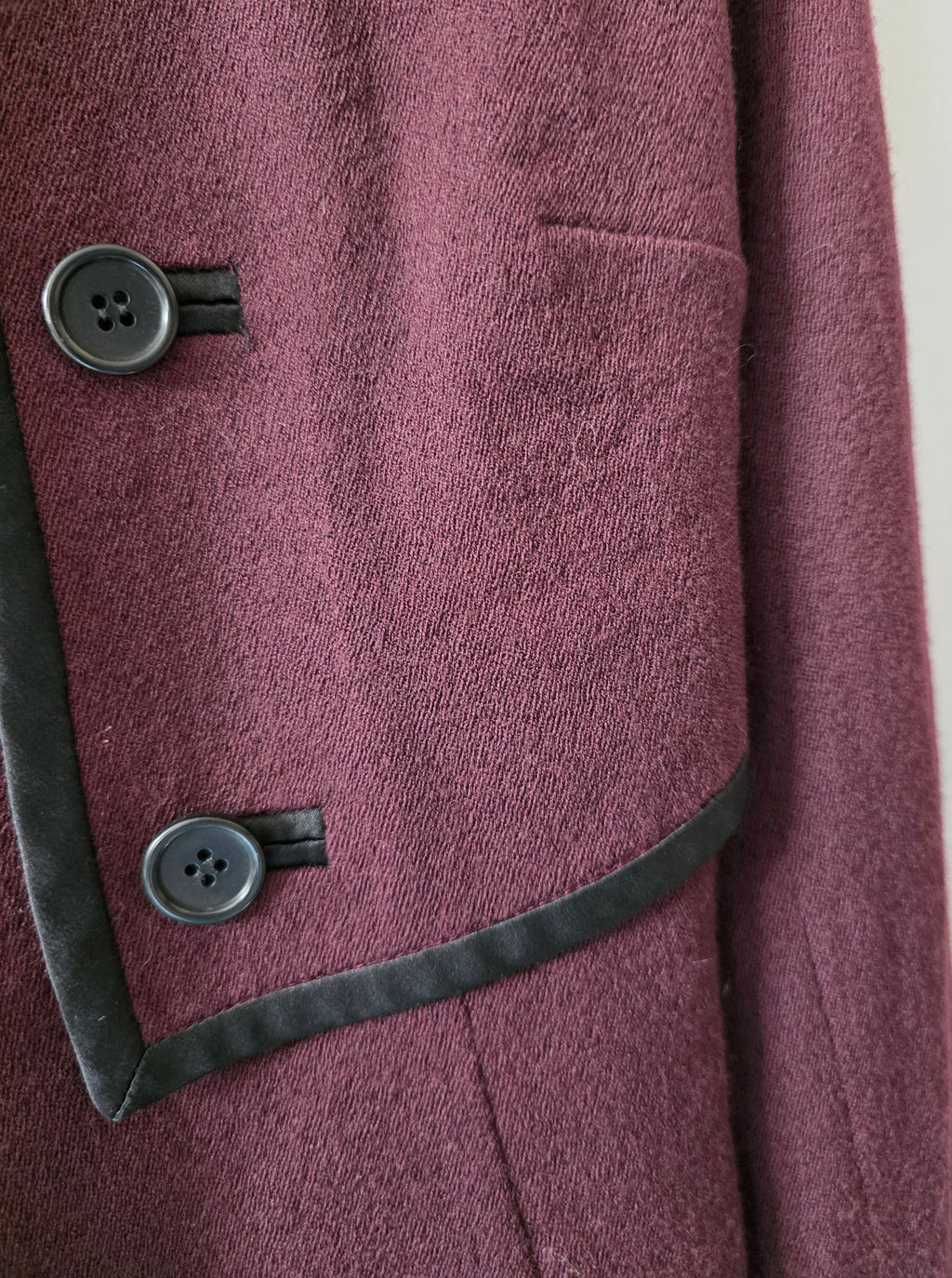 Temperley London kort warm jasje jack bordeaux rood wol zijden S/M tweedehands dames designer