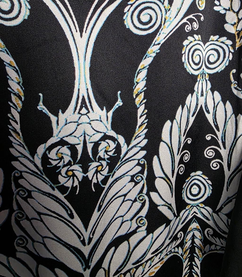 Just Cavalli zijde jurk baroque print zwart it42 nieuw