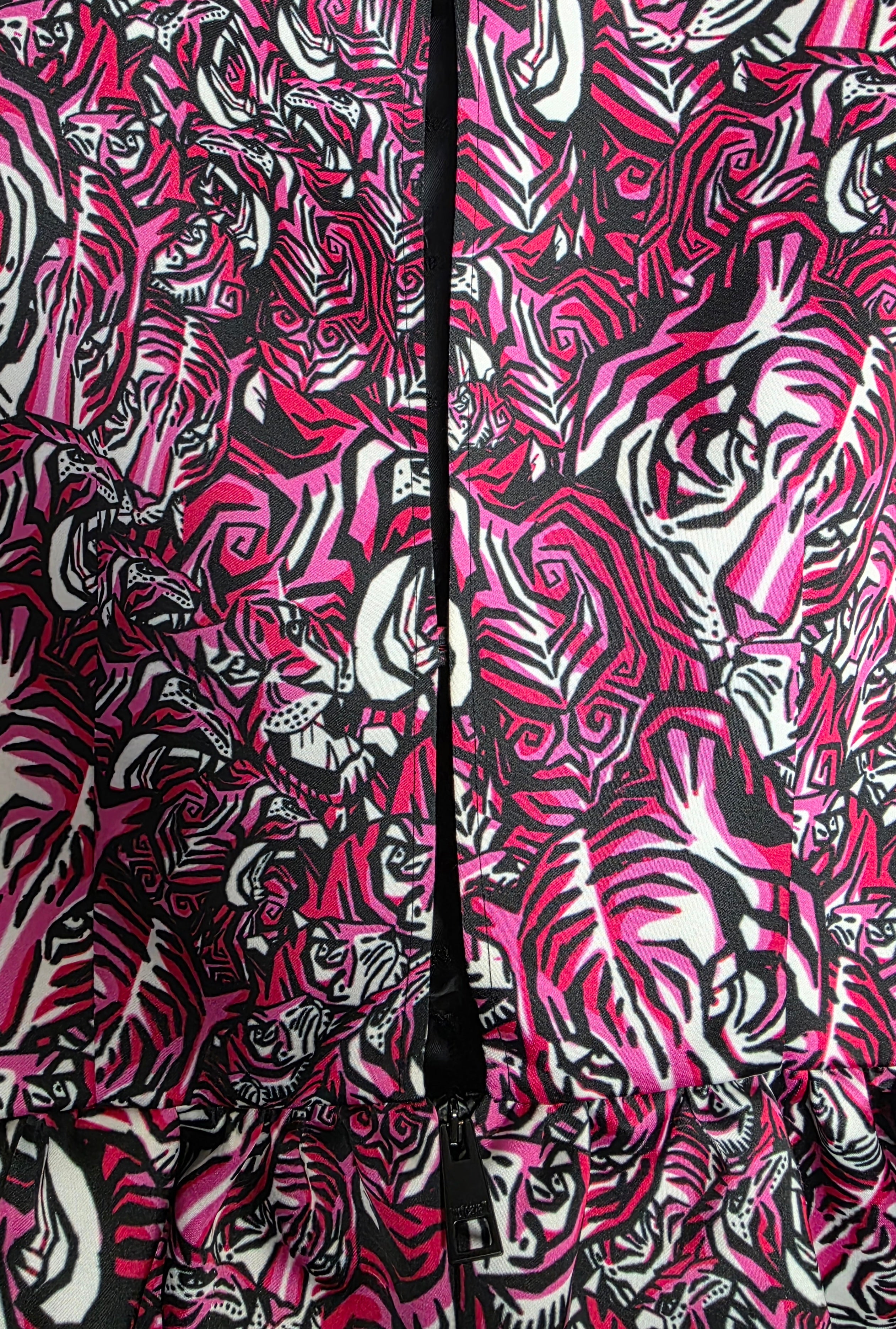 Just Cavalli mini jurk tijger roze zwart IT40 S36 tweedehands dames designer