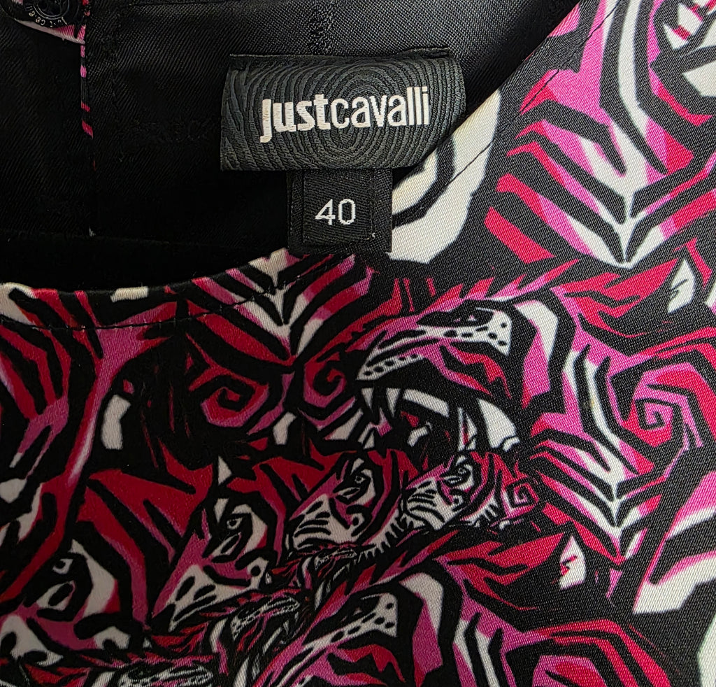 Just Cavalli mini jurk tijger roze zwart IT40 S36 tweedehands dames designer