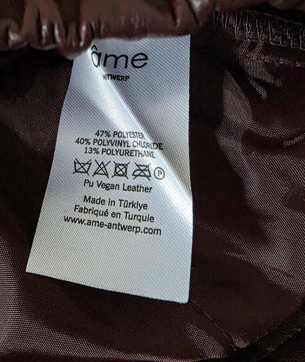 Amê Antwerp faux leather midi rok high waist burgundy rood 36 S pre-loved*nieuw