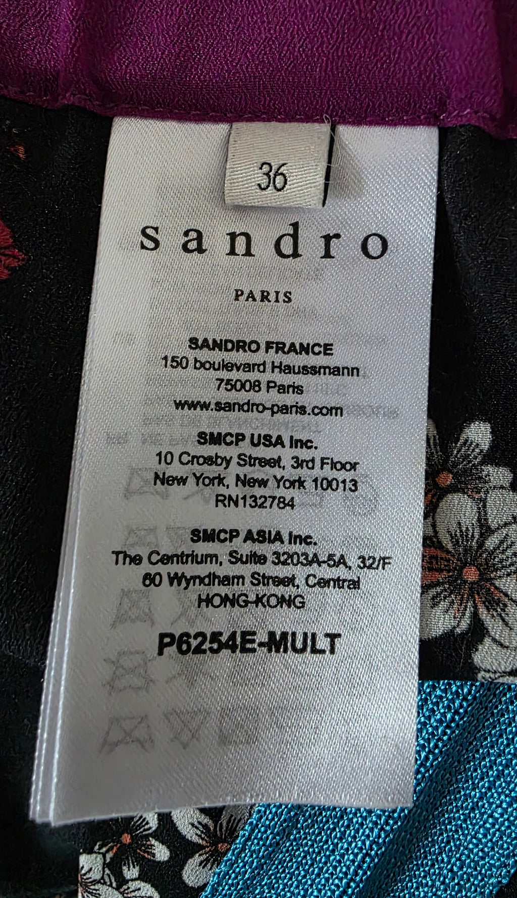 Sandro Paris setje pak broek blouse S 36 zwart multicolour pre-loved