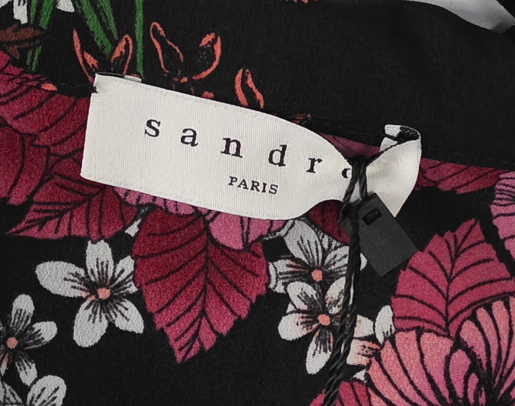 Sandro Paris setje pak broek blouse S 36 zwart multicolour pre-loved