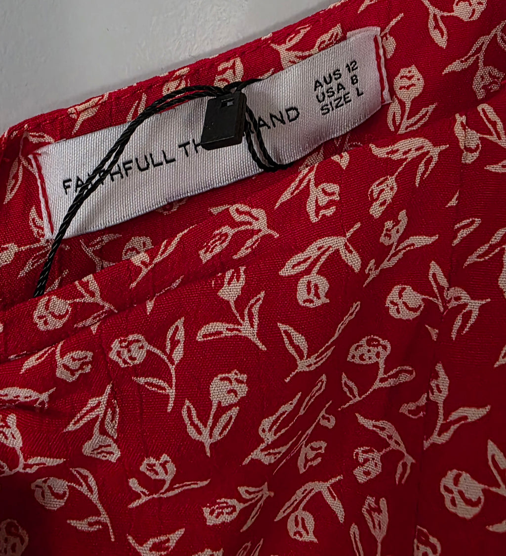 Faithfull the brand korte jurk rood wit L 40 tweedehands dames designer