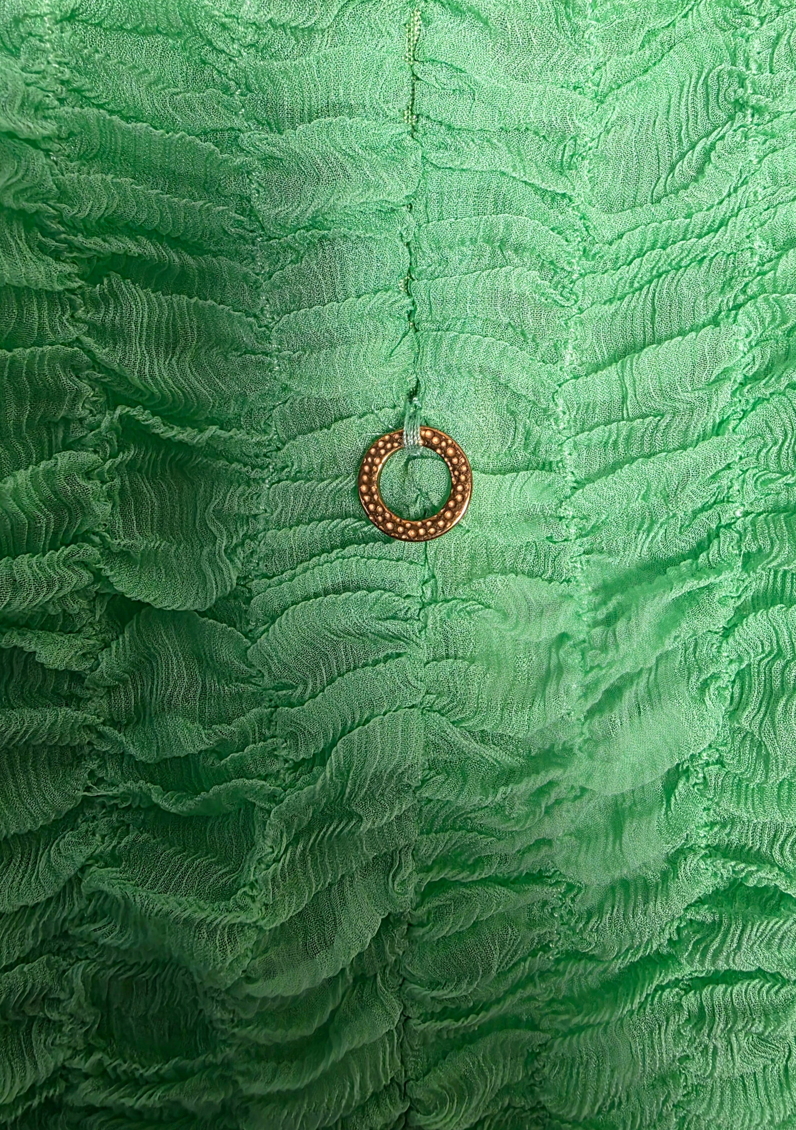 Hanne Bloch turtle neck waffle top groen L zijden tweedehands dames designer