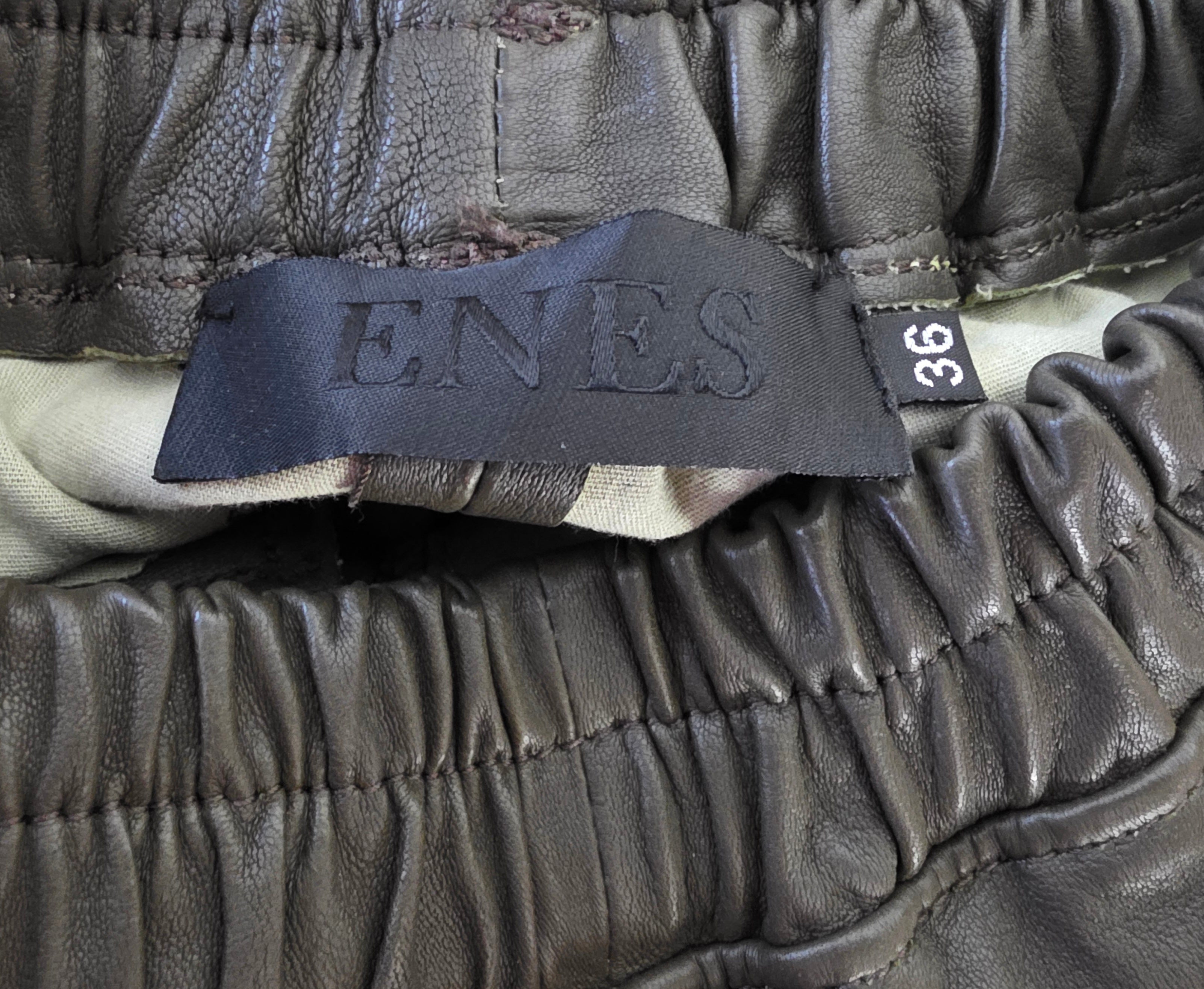 Enes leren slim fit broek khaki groen s 36 tweedehands designer dames