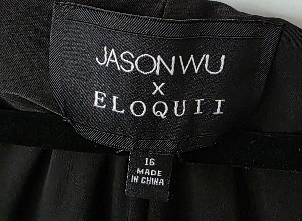 Jason Wu X Eloquii mouwloze drape midi jurk zwart 44 46 tweedehands dames designer