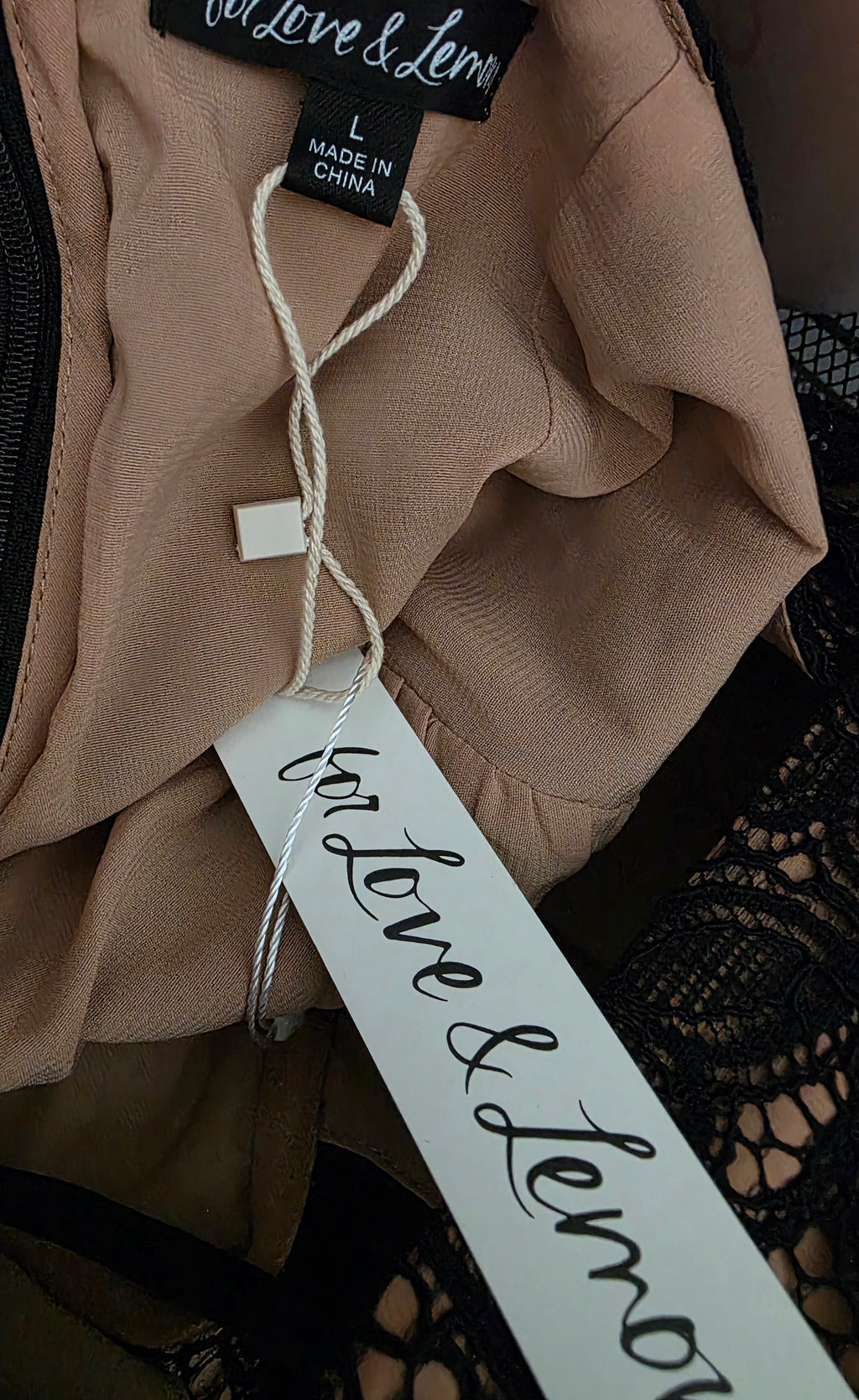 For love & lemons mini jurk kant pofmouw zwart M 38 tweedehands dames designer