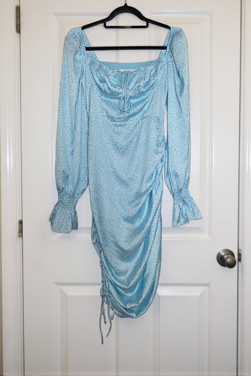 Adoore midi jurk blauw wit 38 M nieuw