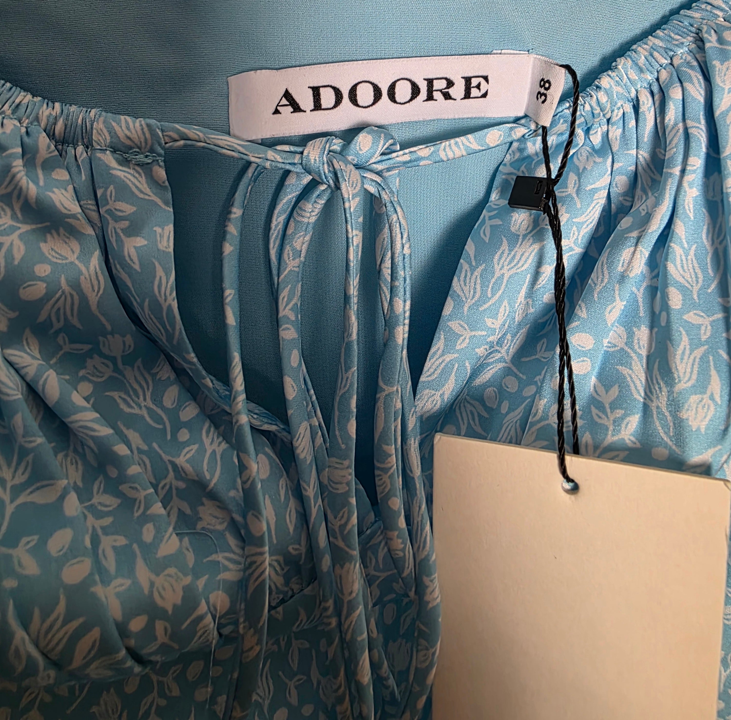 Adoore midi jurk blauw wit 38 M nieuw