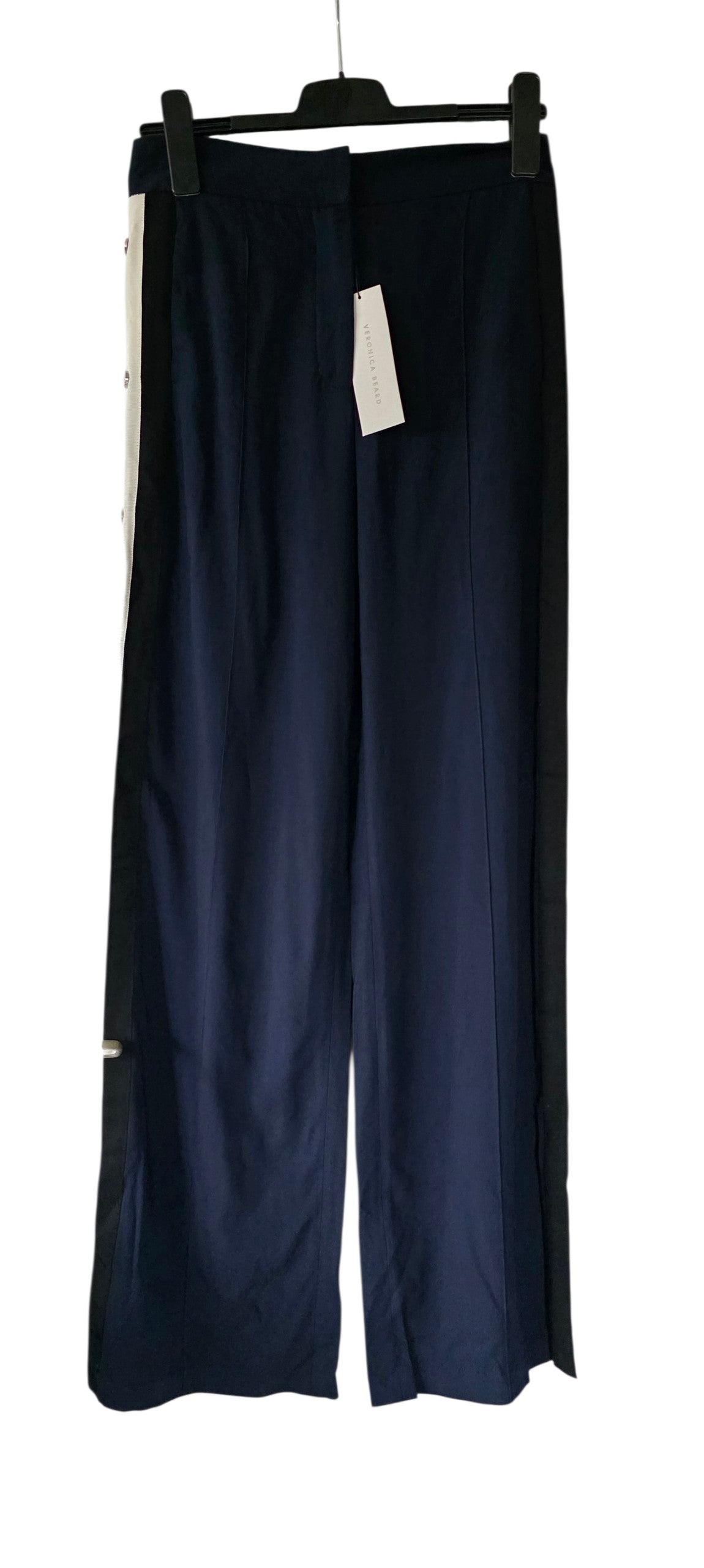Veronica Beard sporty wijde high waist broek blauw nieuw 36 S tweedehands dames designer