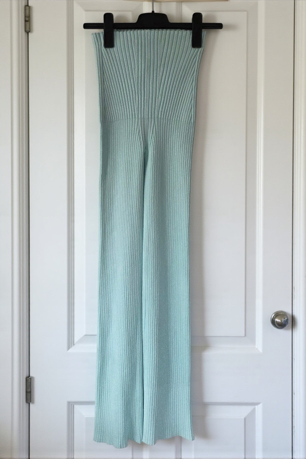 Circus Hotel dames flared glitter legging broek mint groen S 36 tweedehands designer damwa
