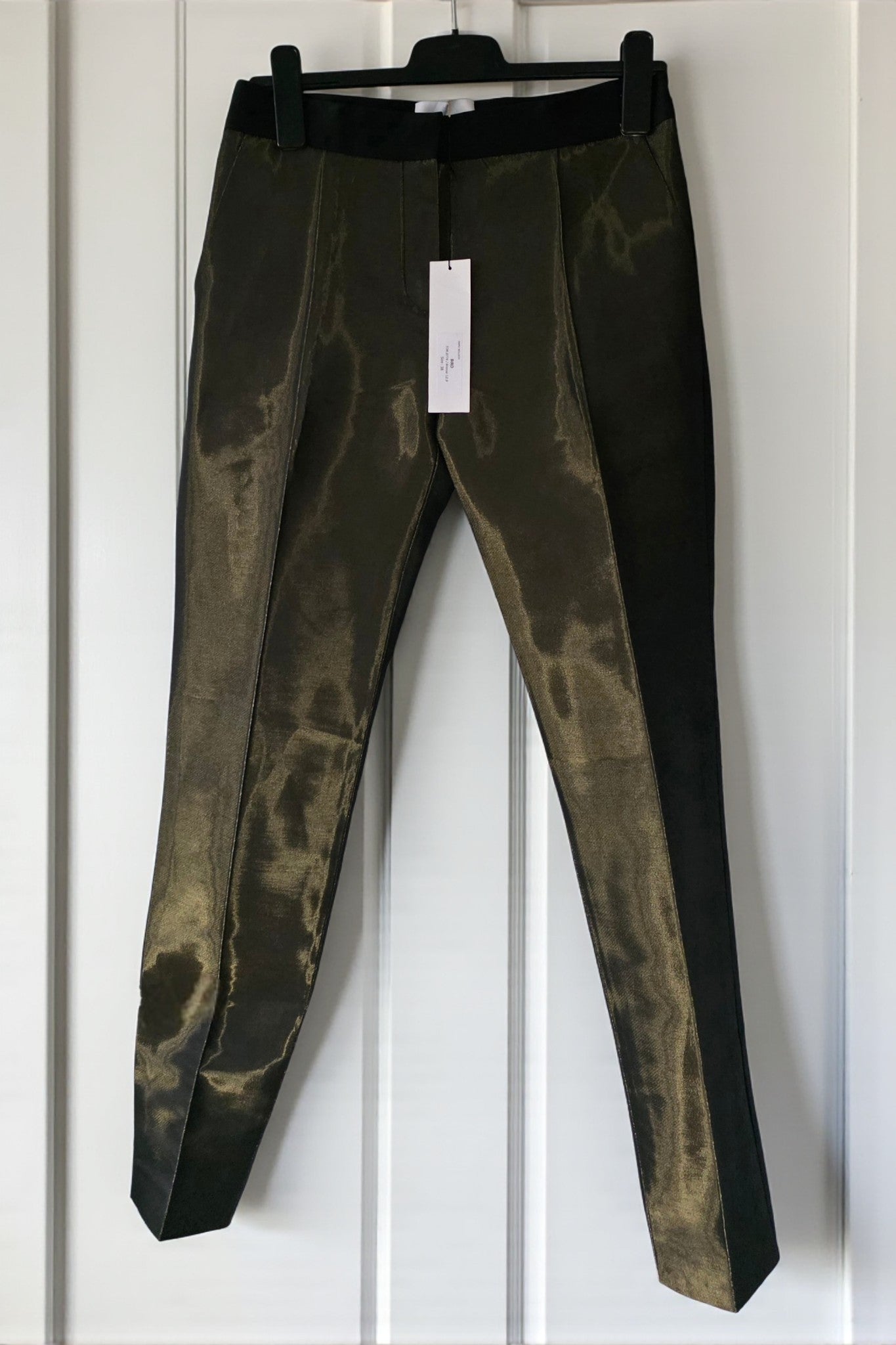 Pallas Paris dames metallic bronze pantalon broek slim fit FR38 36 S EU36 tweedehands designer dames