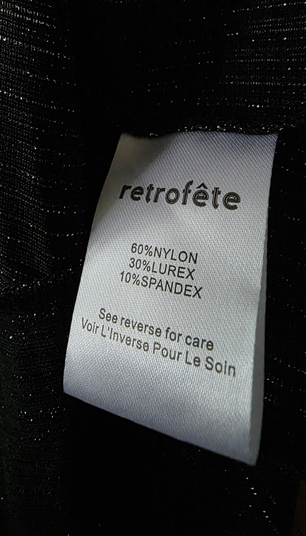 Retrofete metallic korte jurk zwart zilver M 38 tweedehands dames designer