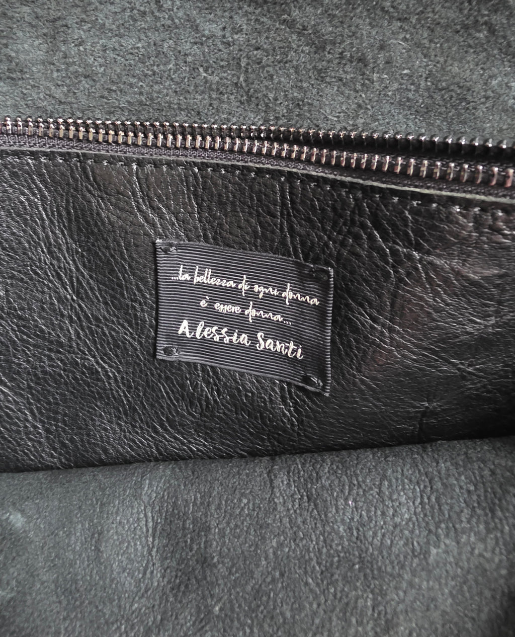 Alessia Santi leren schoudertas zwart tweedehands dames designer